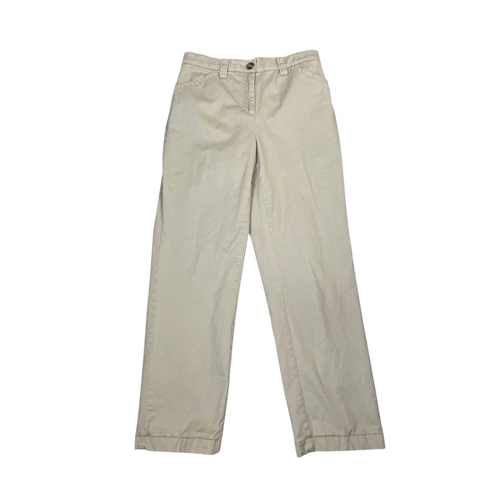 LL Bean Womens Classic Fit Flannel Lined Chino Pants Khaki Tan Size 10‎ 277337